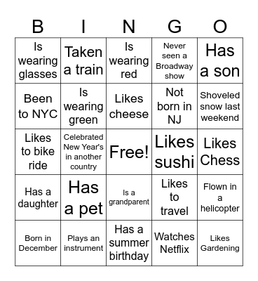 ESL Mixer - Find a Person Bingo Card