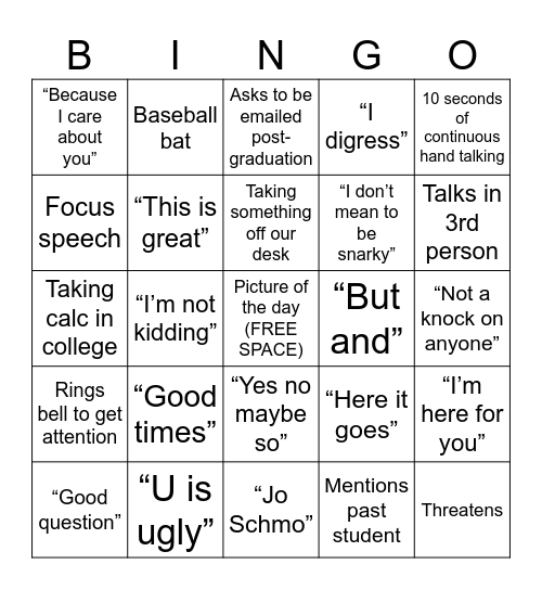 O'Brien Bingo Card