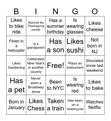 ESL Mixer - Find a Person Bingo Card