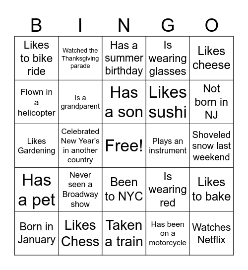 ESL Mixer - Find a Person Bingo Card