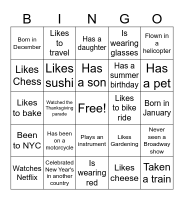 ESL Mixer - Find a Person Bingo Card