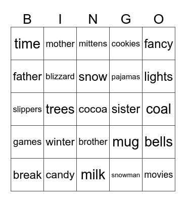 Winter bingo Card