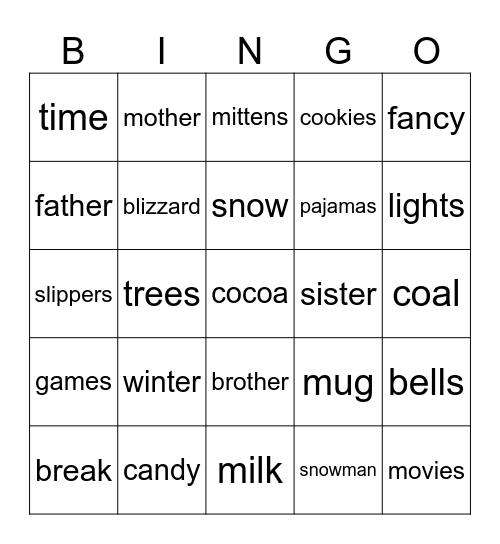 Winter bingo Card