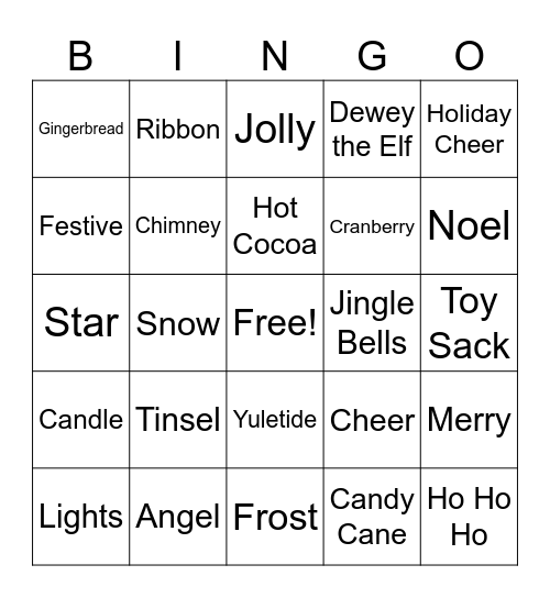 Elf Bingo Card