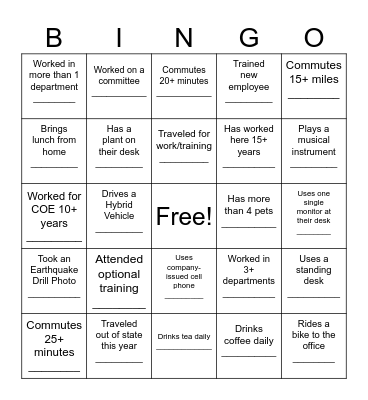 All Division Workshop Bingo Card