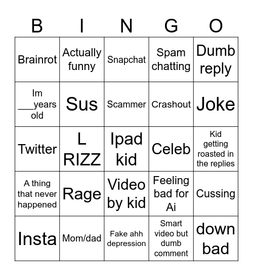 Untitled screenshots Bingo Card