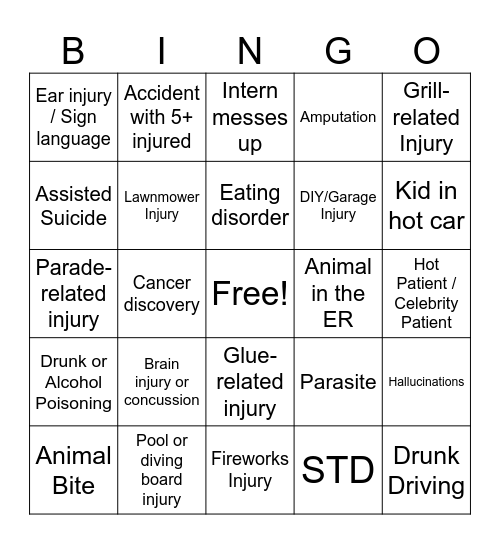 The Pitt Season 2 - BINGO Card