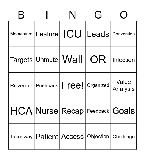 January Sales Meeting Bingo Card