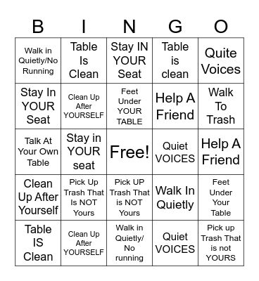 LUNCH TIME BINGO Card