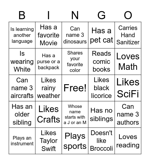 Find someone who... Bingo Card