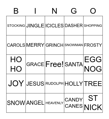 CHRISTMAS CASH BINGO Card