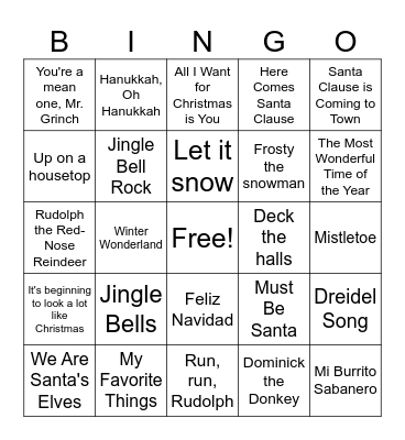 Holiday Bingo Card