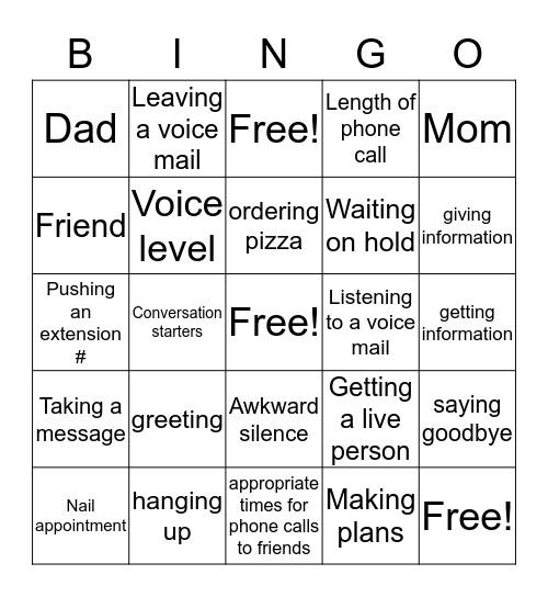 Phone Phun! Bingo Card