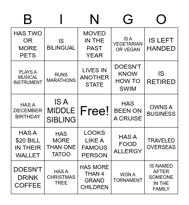 FAMILY TREE Bingo Card