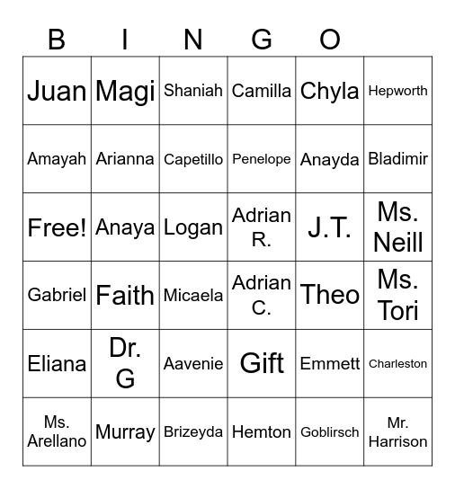 Murray's Bingo Card
