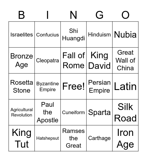 Big 50 Bingo Card