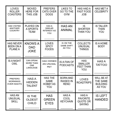 BLACKOUT BINGO Card