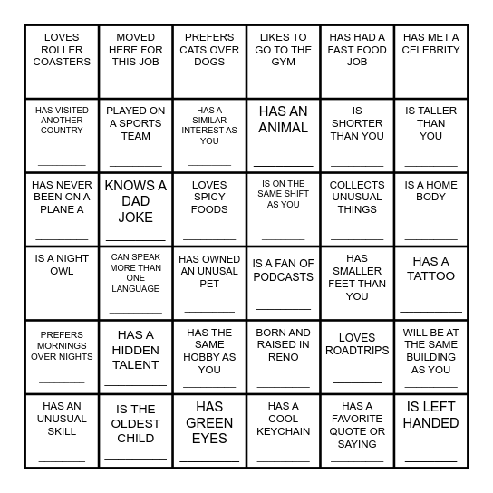 BLACKOUT BINGO Card