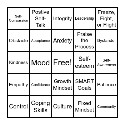 Social Skills BINGO Card