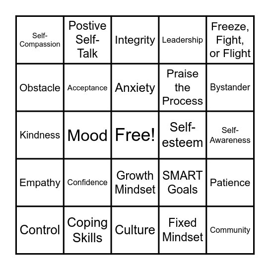 Social Skills BINGO Card