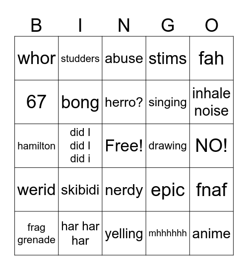 Emma bingo Card