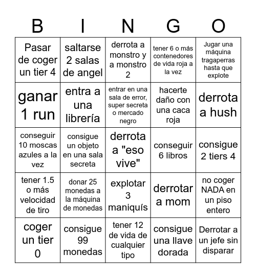 Bingo isaac 1 Bingo Card
