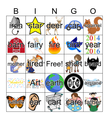 Vocalic R Bingo Card