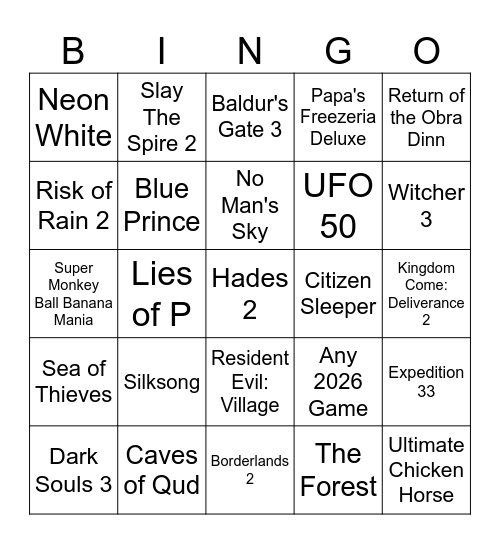 2026 Steam Achievements Bingo Card