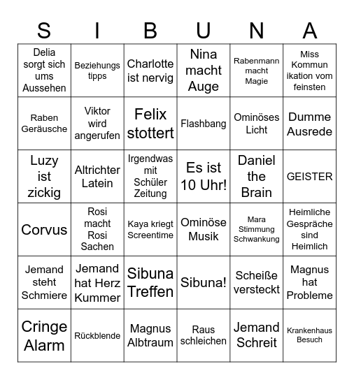 Anubis Bingo Card