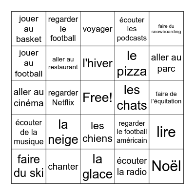 Est-ce que tu aimes... Bingo Card