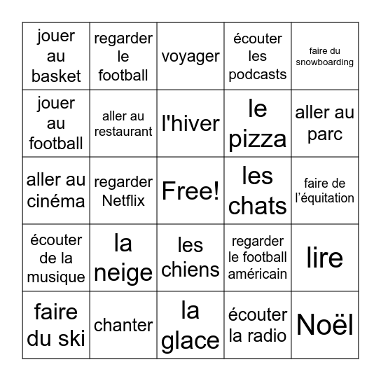 Est-ce que tu aimes... Bingo Card