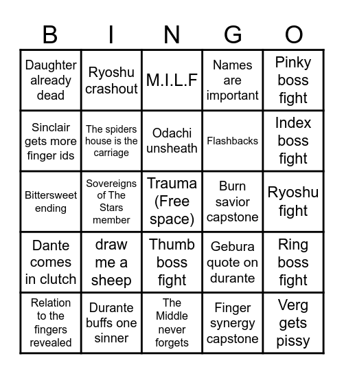 Untitled Canto 9 Predictions Bingo Card