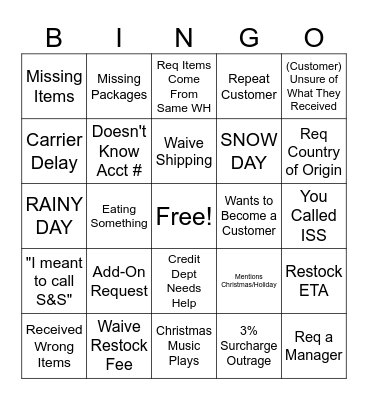 SANMAR BINGO- HOLIDAY TWIST Bingo Card