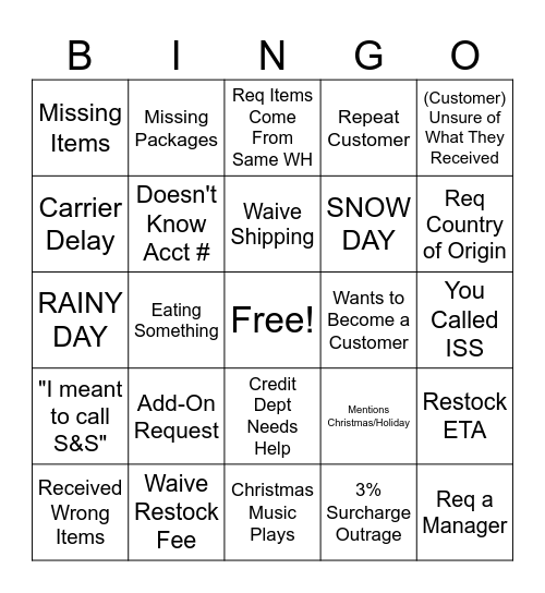 SANMAR BINGO- HOLIDAY TWIST Bingo Card