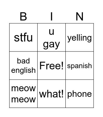Aron bingo Card
