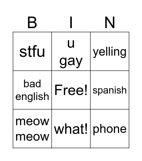 Aron bingo Card