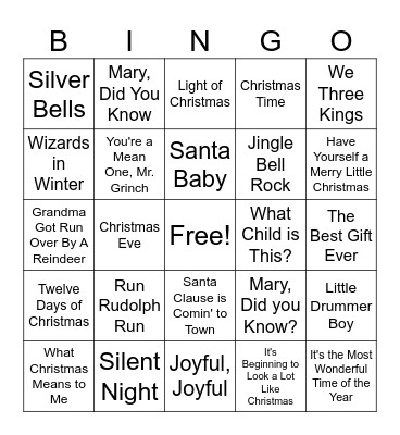 Christmas Musical-Bingo Card