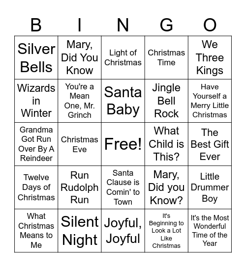 Christmas Musical-Bingo Card
