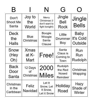 HAPPY HOLIDAYS!! Bingo Card