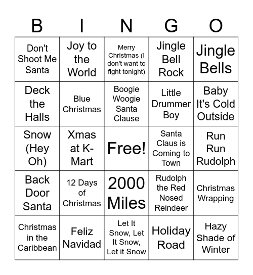 HAPPY HOLIDAYS!! Bingo Card