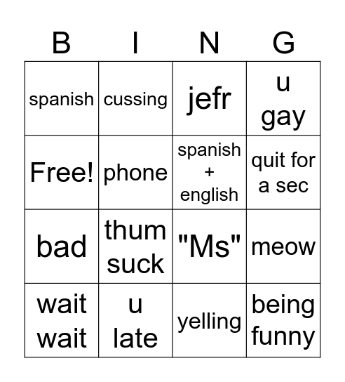 aaron bingo Card