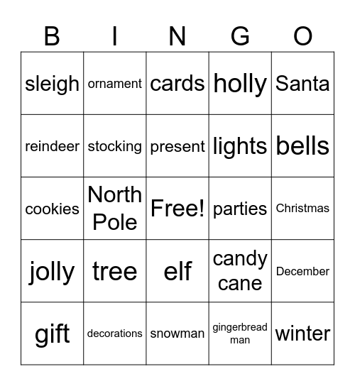 Christmas Bingo Card