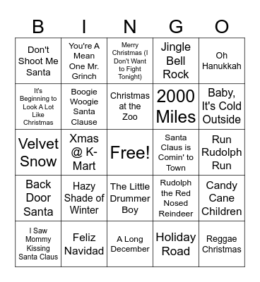 HAPPY HOLIDAYS Bingo Card