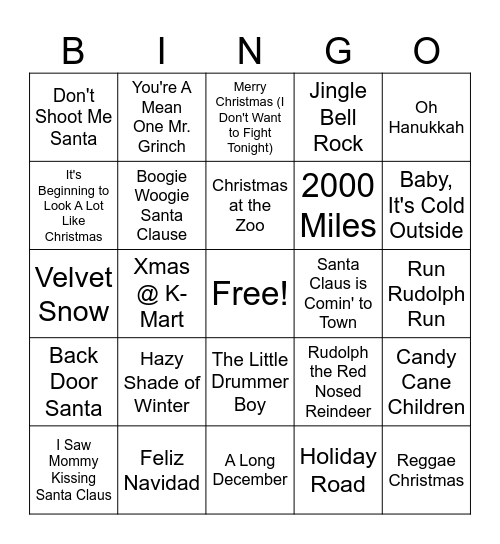HAPPY HOLIDAYS Bingo Card