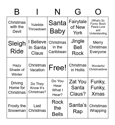 80’s Christmas! Bingo Card