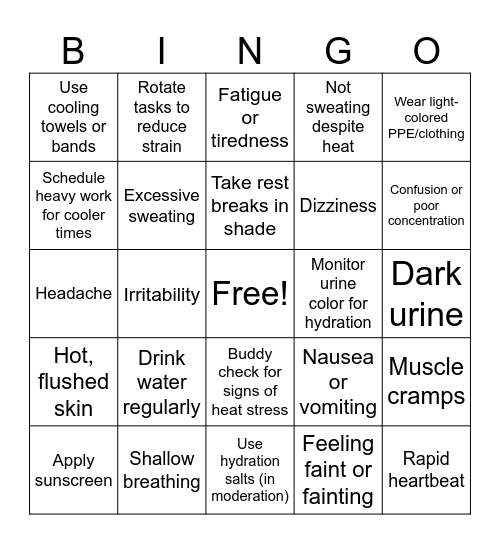 Heat Bingo Card