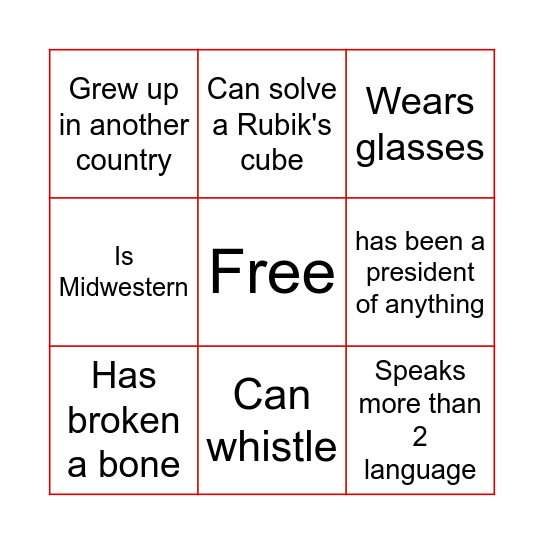Social JINGO Bingo Card