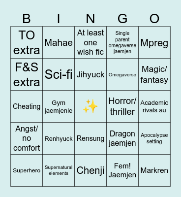 Liz 2026 ao3 goals Bingo Card