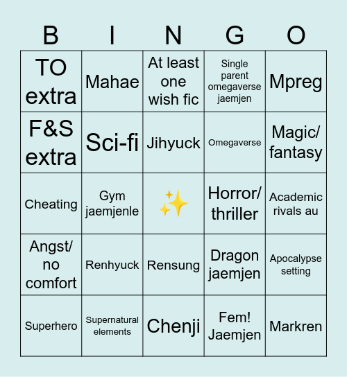 Liz 2026 ao3 goals Bingo Card