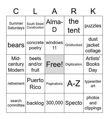 Overheard at the Library Bingo Card